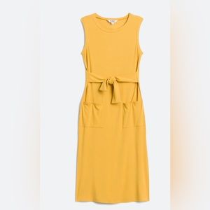BB Dakota X Steve Madden Yaslin Tie Front Rib Knit Dress Tuscan Yellow Size L